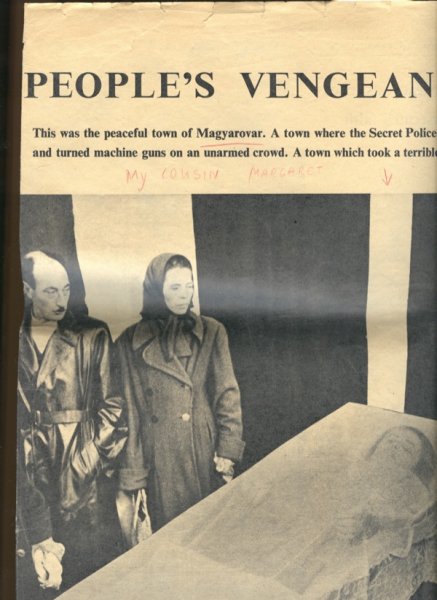 Newspaper clipping following the Hungarian Revolution, Canadian Museum of Immigration at Pier 21 (unaccessioned, Risanyi). 