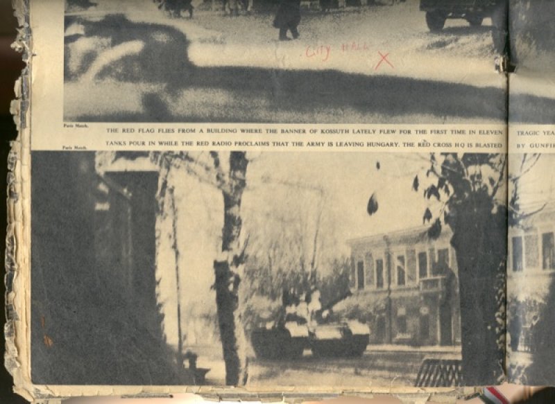 Newspaper clipping following the Hungarian Revolution, Canadian Museum of Immigration at Pier 21 (unaccessioned, Risanyi). 