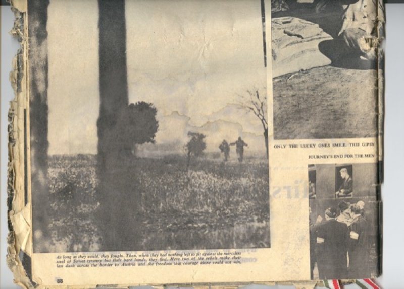 Newspaper clipping following the Hungarian Revolution, Canadian Museum of Immigration at Pier 21 (unaccessioned, Risanyi). 