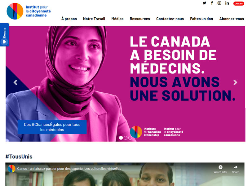 Institut pour la citoyenneté canadienne Home Page.