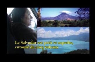 L’image d’une femme est à côté de l’image d’un volcan.