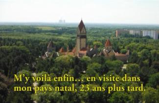 Des flèches d’église peuvent être vues sur le sommet des arbres.