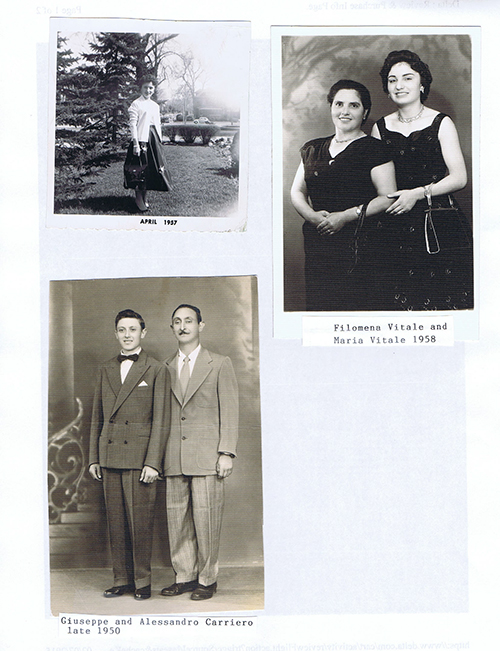 Trois vieilles photos collées sur un papier.