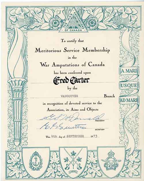 Un ancien document offrant des détails au sujet d’un prix qui a été décerné à Fred Carter.