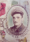 Aquarelle de militaire avec 41e Reg Artigl. C.C Folgore imprimé en dessous.