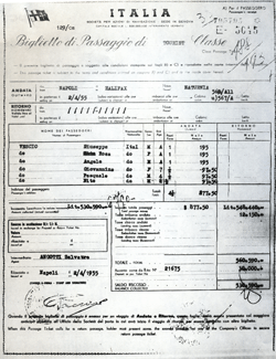 Document de voyage avec ITALIA écrit en gros caractères gras.