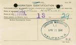 Carte d’identité de l’immigration de Kathleen, avec le numéro 29.