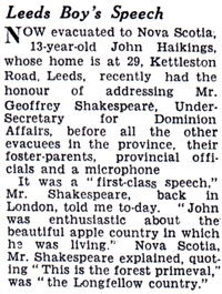 Article de journal intitulé Leeds Boy's Speech.