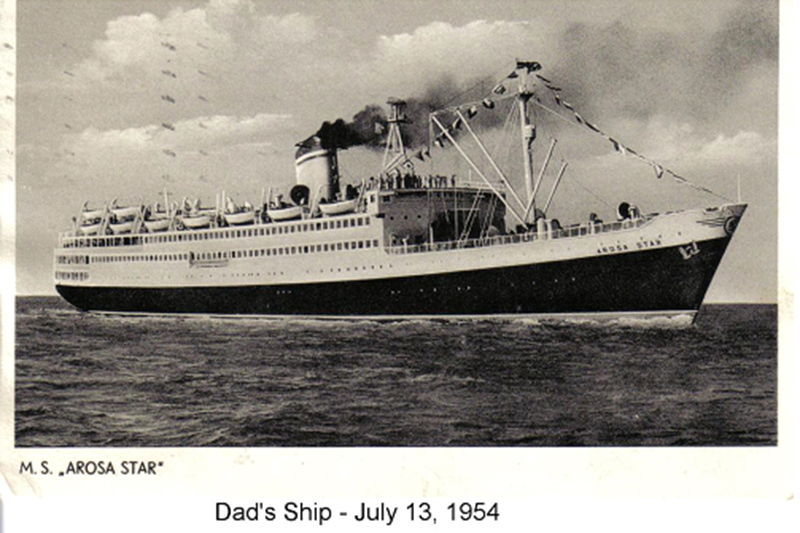 Image d’archives d’un gros navire intitulé Dad’s Ship, 13 juillet 1954.