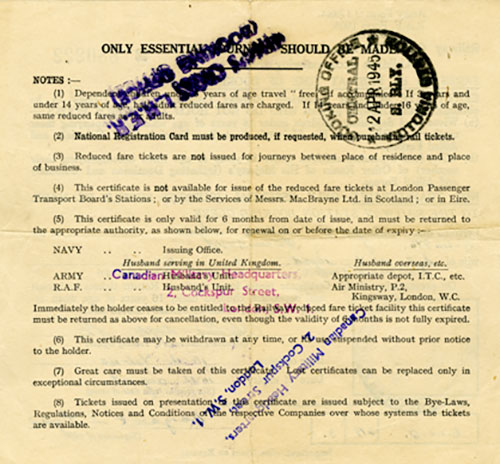 Un certificat de droit de transport par chemin de fer.