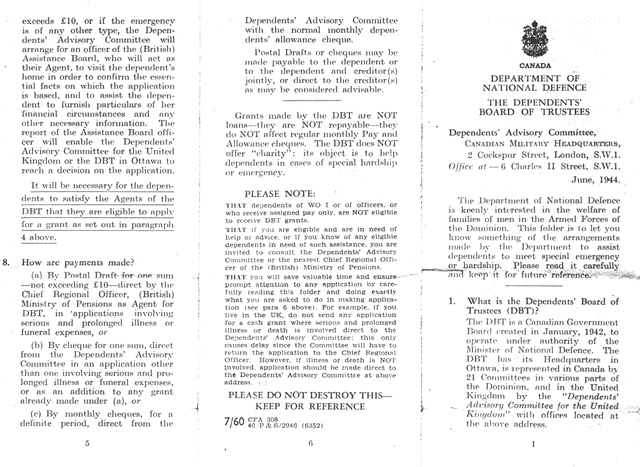 Brochure du ministère de la Défense nationale.