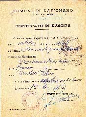 Face avant d’un certificat de naissance.