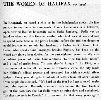 Article de journal intitulé Les femmes d’Halifax.