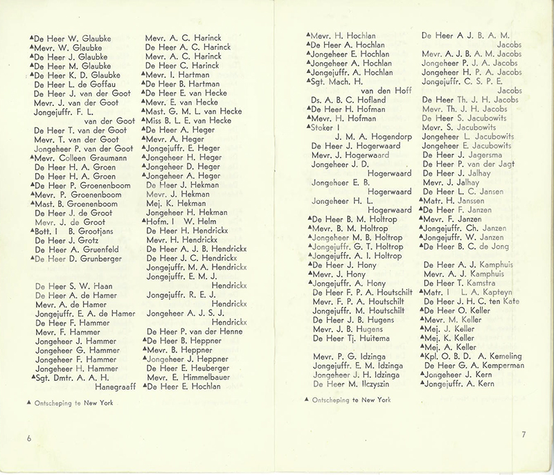 La liste des passagers de bateau.